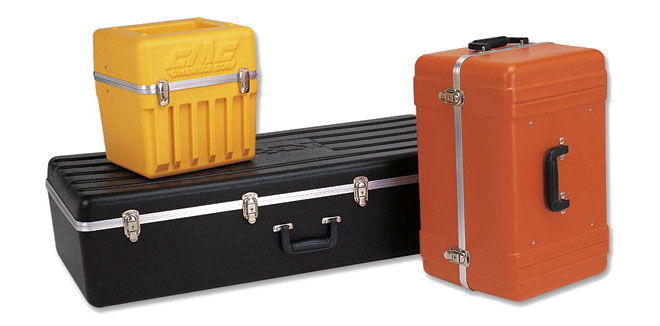 yellow and orange hard plastic carrying cases